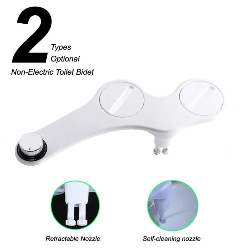 2 Pack Bidet Attachment Non-Electric Mechanical Fresh Water Spray Bidet Toilet Attachment With Self Cleaning Nozzle