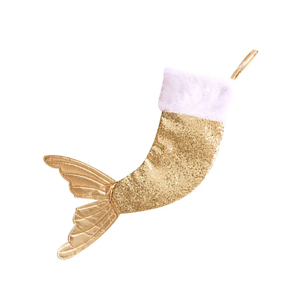 

Christmas Stockings Gift Packaging Bag Cloth Lovely Design Practical Decoration Sequin Mermaid Socks Candy Treats Kids Holiday