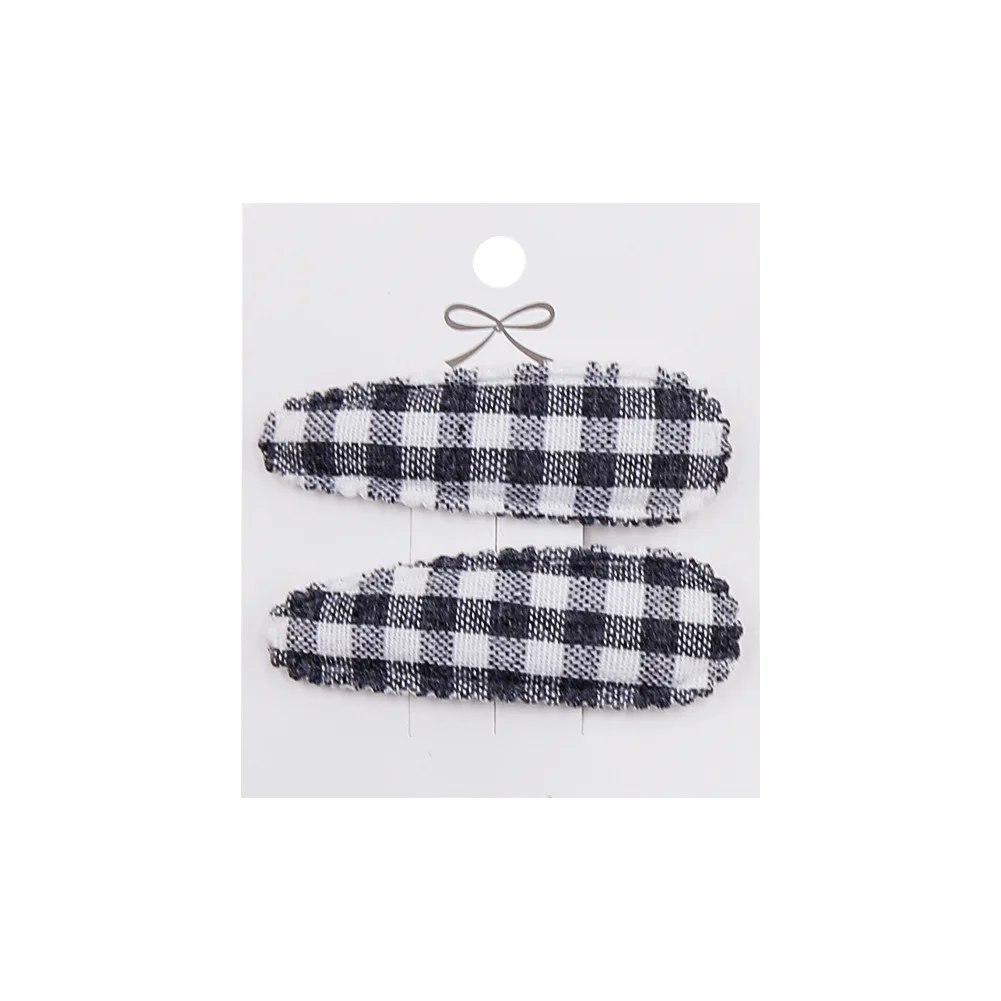 2pc Blumendruck 2 Zoll Basic Snap Baby Haar Tropfen Clips Spitze Stickerei Haar Klemme Pins Haarnadeln Baumwolle Plaid BB Haarspangen Mädchen – Detail 16