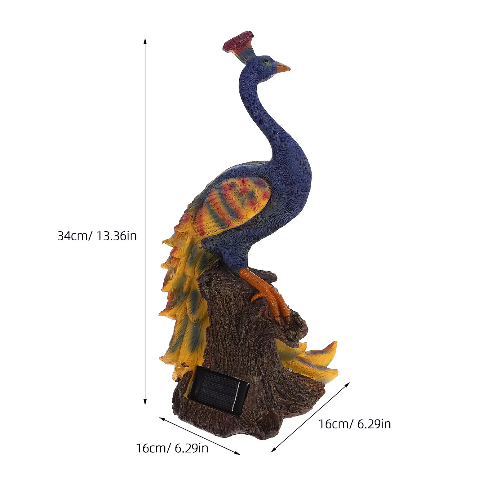 Solar Resin Peacock Yard Lamp Garden Decor Small Peacock Sculpture Outdoor Garden Light Ornament Yard Lights Outdoor Decor
