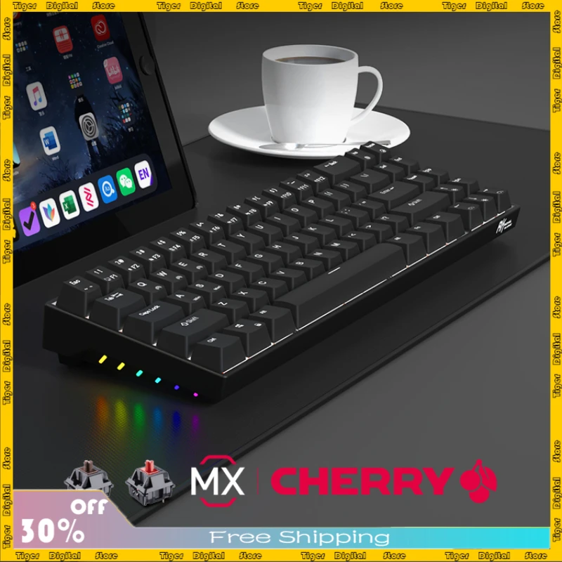 

Original R836 Wireless Bluetooth Mechanical Keyboard Hot Swap Dual Mode 71 Key RGB Lighting Cherry Switch
