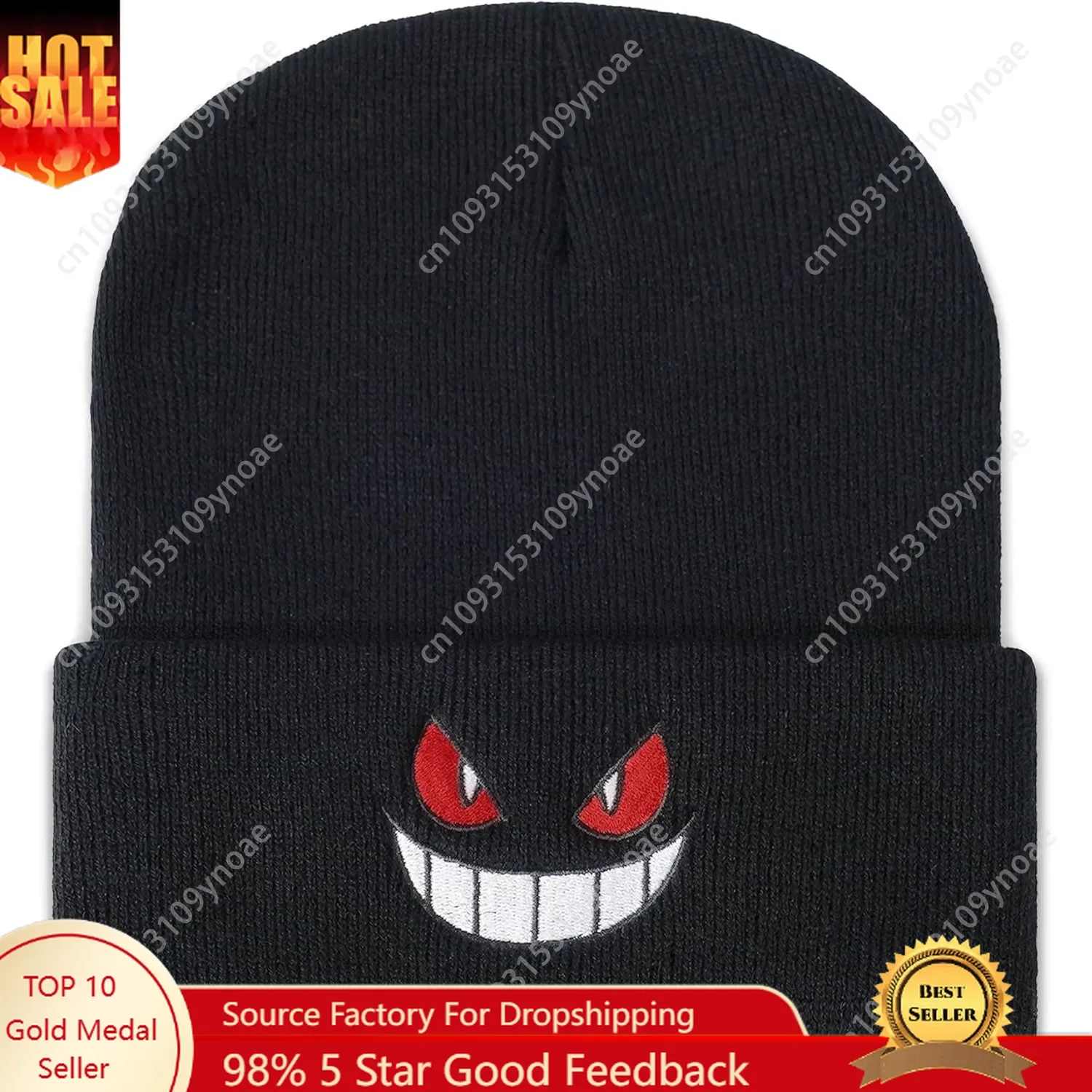 

Horror Smile Anime Skull Hats Embroidered Beanie Hat Cartoon Knit Caps Winter Ski Cap Men Women Soft Comfortable Warm Classic