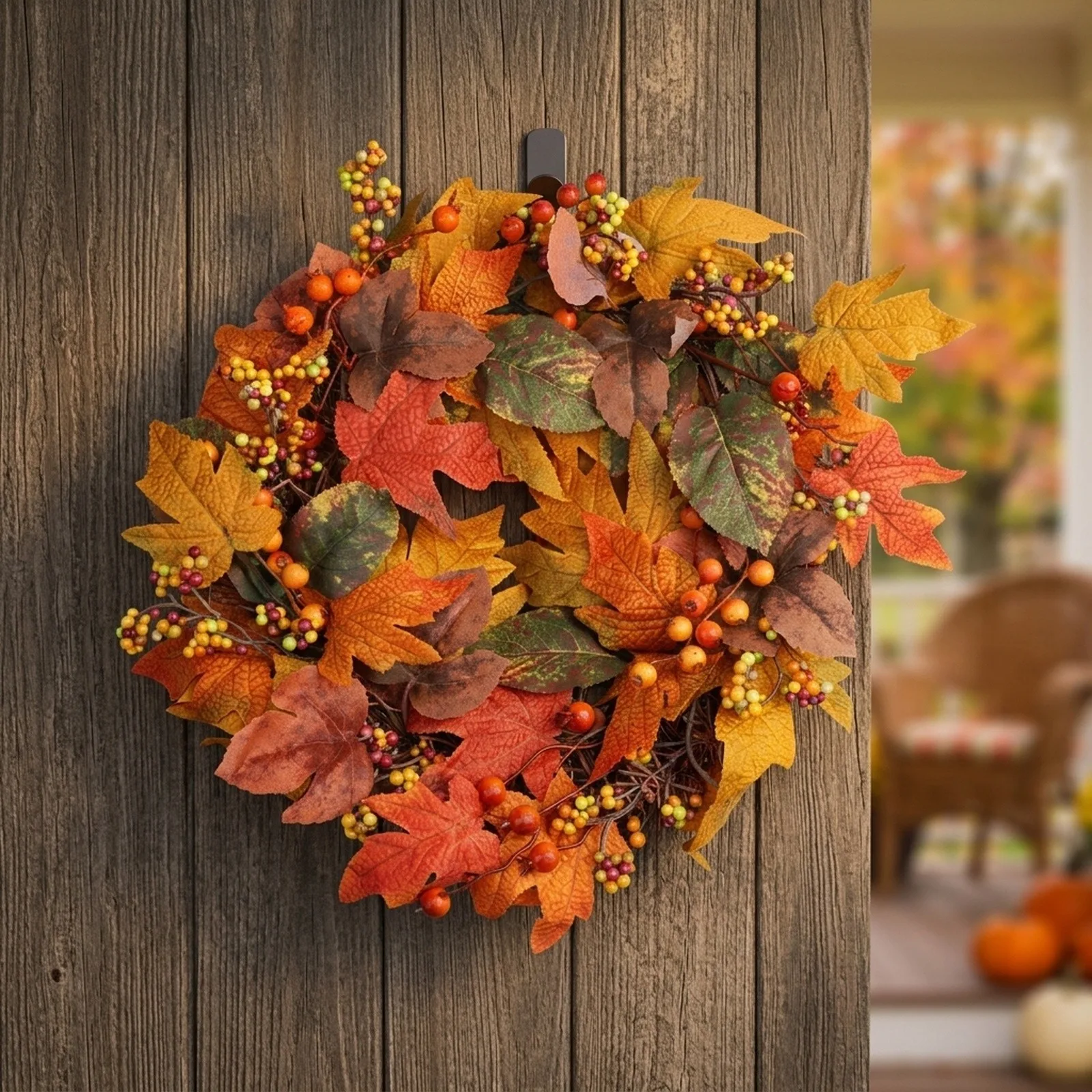 Artificial Wreath Autumn Decor Autumn Celebrations Beautiful Visual Effect Easy Installation Festive Touch 50cm