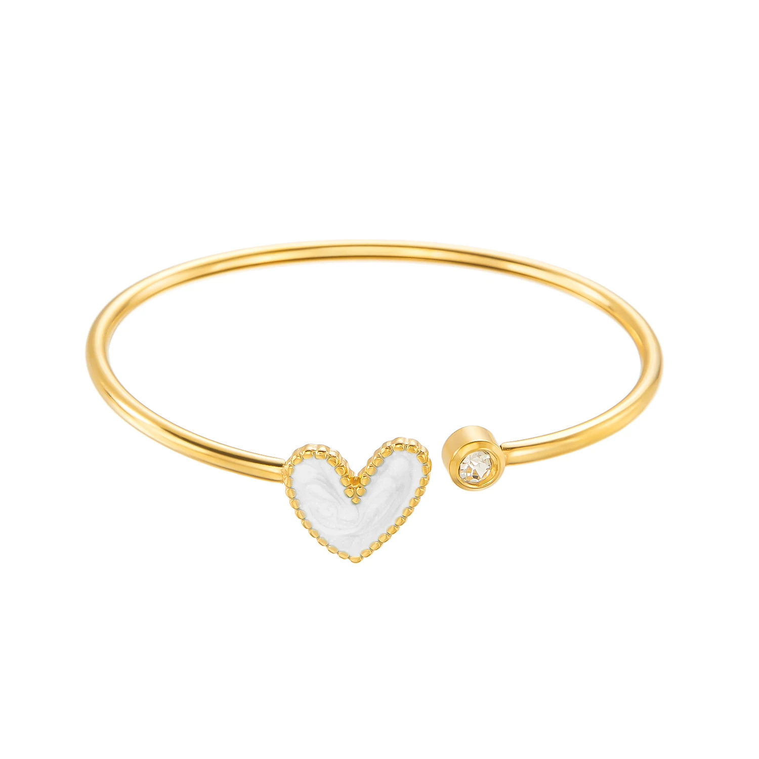 Neue Trendy Vergoldete Einfache Herz Manschette Armreifen für Frauen Hohe Qualität Edelstahl Kristall Armbänder Wasserdicht Schmuck – Detail 22