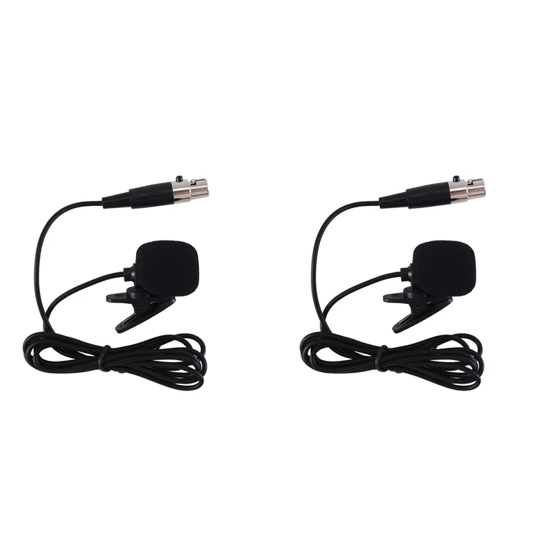 2X micrófono condensador profesional Lavalier con Clip para corbata de solapa micrófono de 4 pines para Shure Bodypack XLR-Y41A de 4 pines