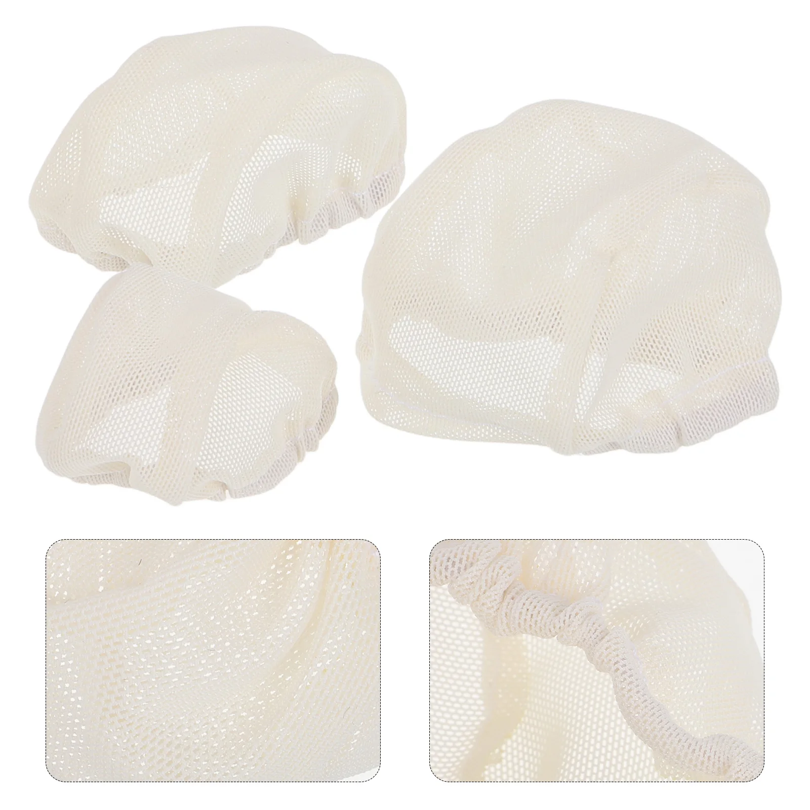 3 Stück BJD Haar Perücken Kappe Liner Spielzeug Zubehör Beige Mesh Net Weben Haar Einfacher Ersatz Mini Styling