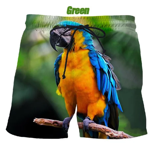 Pantalones cortos informales con estampado 3D de animales para verano, pantalón holgado con estampado de loro, para playa