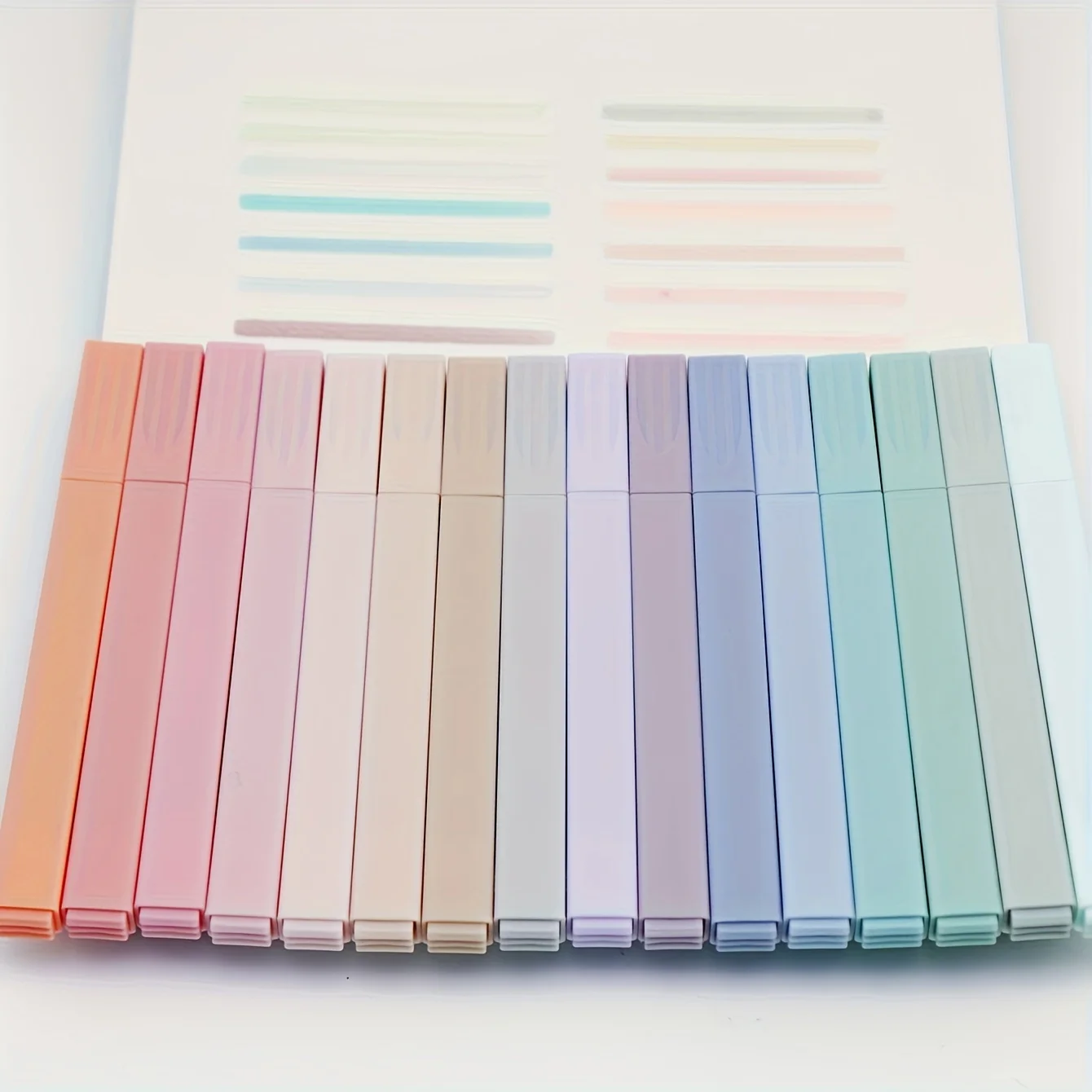 6pcs Morandi Pastel Highlighter Pen Set Square Barrel Oblique Chisel Tip Aesthetic Markers for Student School Office Journaling Scrapbooking