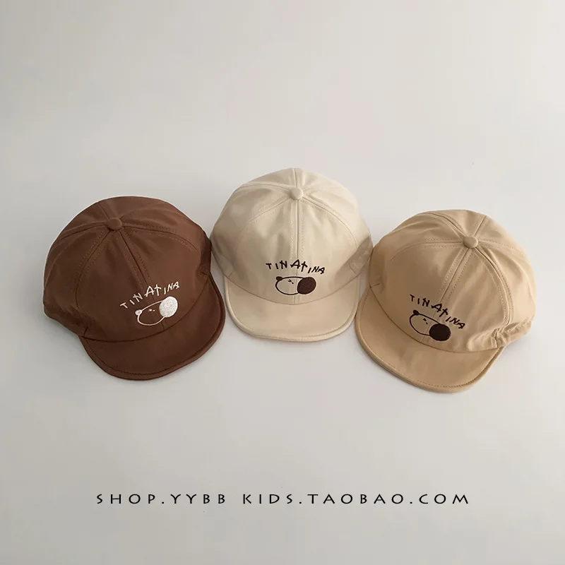 Cute Dog Baby Duck Tongue Hat Solid Cotton Children Peaked Cap 5-24Month Newborn Sunshade Visors Soft Brim Kids Baseball Caps