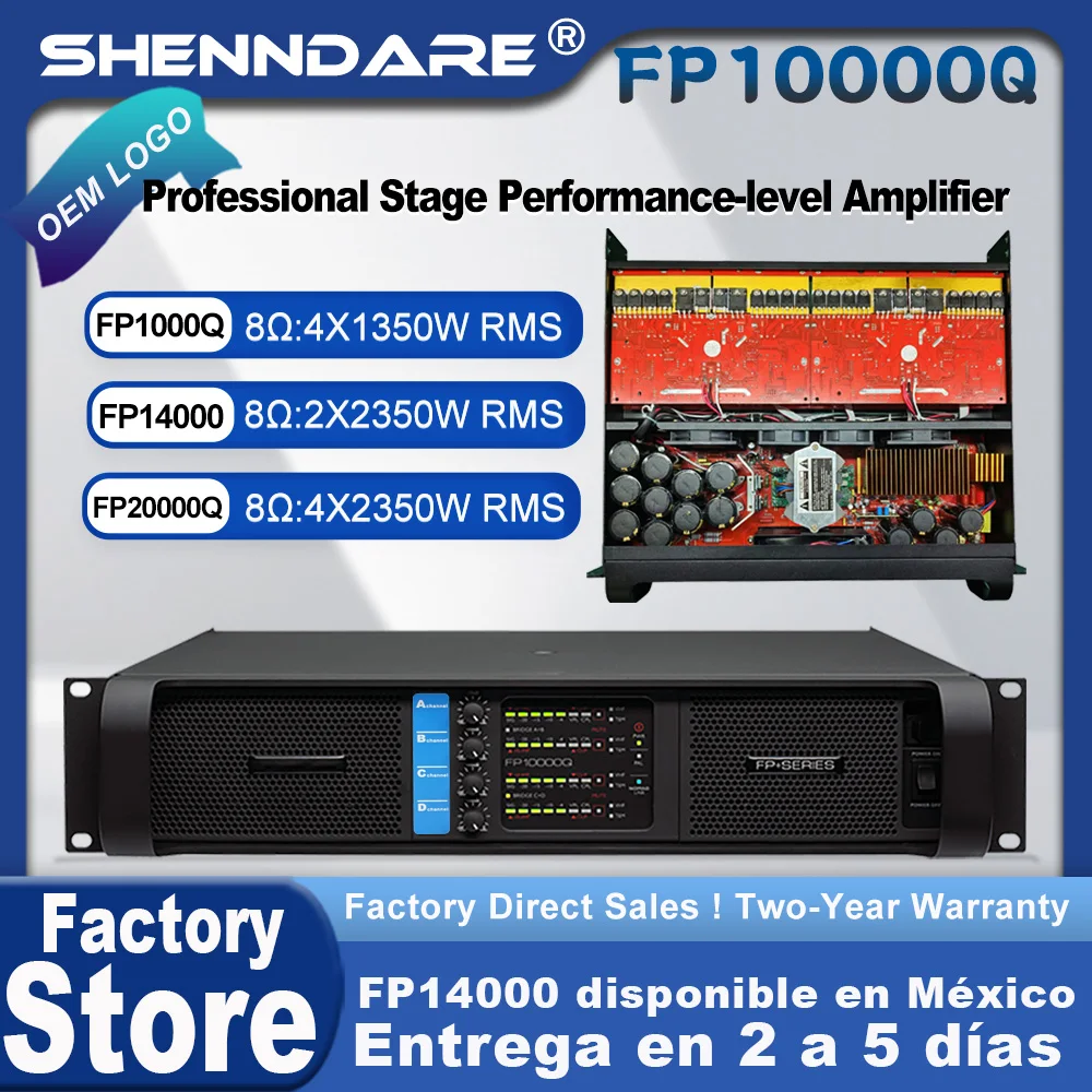 Amplificador de potencia digital profesional LOGO FP10000Q/FP14000Q de marca original, 4x 1350 W, 8 ohmios, amplificador de subwoofer de alta potencia, amplificador de altavoces de matriz lineal, 4 x 2100 W, 4 ohmios