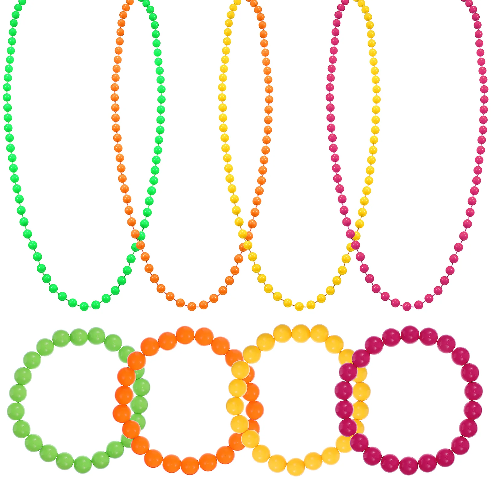 8 Pcs Neon Bead Necklaces for Party 1980s Costume Jewelry Beads Accessories Dreses Chains Women Prom