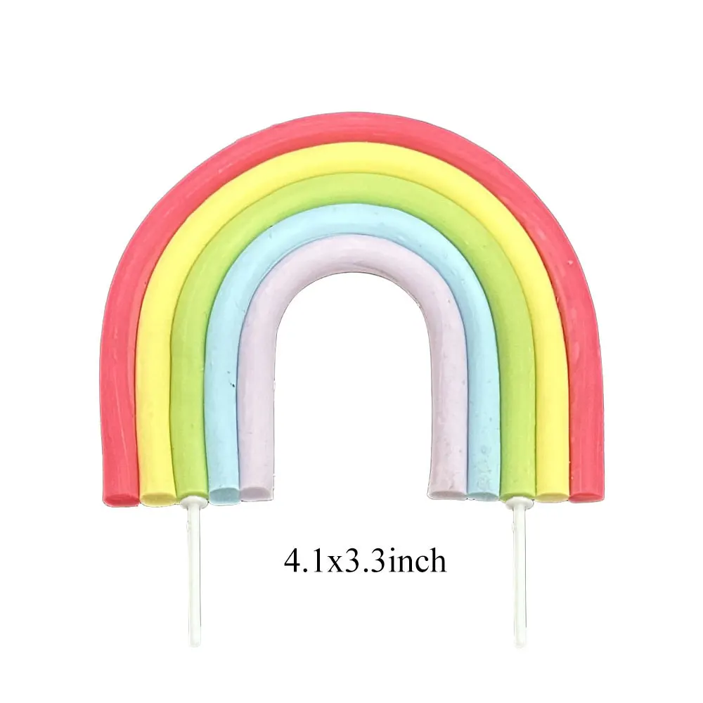 1/2 Stück Regenbogen-Kuchenaufsätze, 3 Farben, weiche Keramik, bunte Macaron-Regenbogen-Kuchendekoration für Geburtstagsfeier, Hochzeitstorte, Dekoration – Detail 8