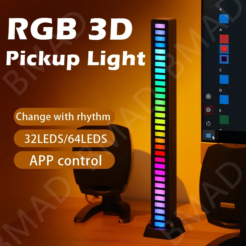 

Светодиодные фонари RGB, музыкальная ритм-лампа, умное приложение, управление звуком, освещение для бара, автомобиля, комнаты, ТВ, игровое украшение