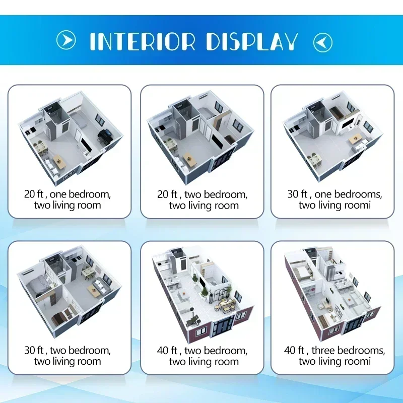 Contenedor extensible desmontable de lujo de 40 pies para casa, 2 dormitorios, hogar móvil, cocina, Panel sándwich extraíble portátil Modular, centro comercial