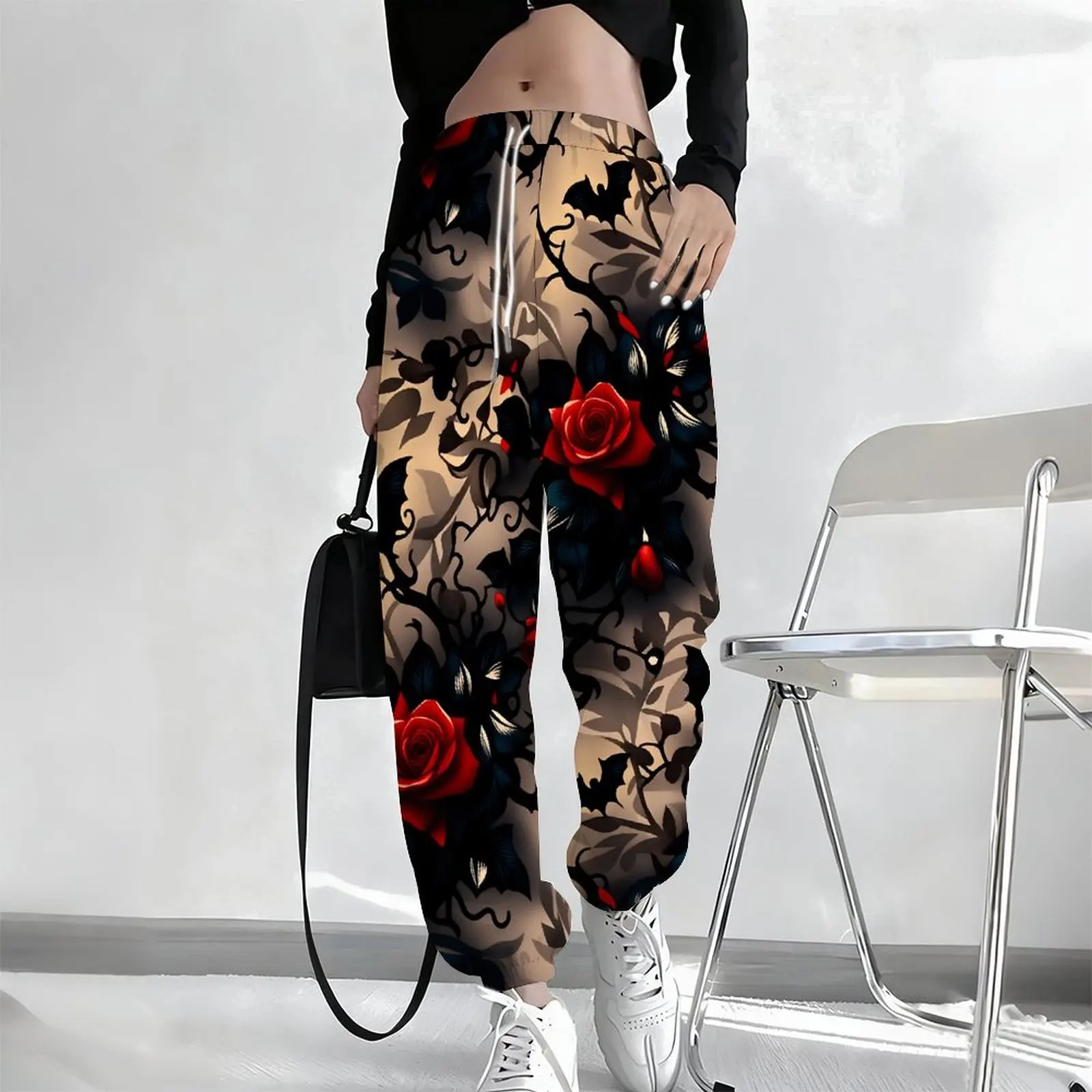 Autumn Pocket Trousers Printed Sportswear Pants Fashion Drawstring Jogging Pants Winter Women's Daily Casual Yoga Pants