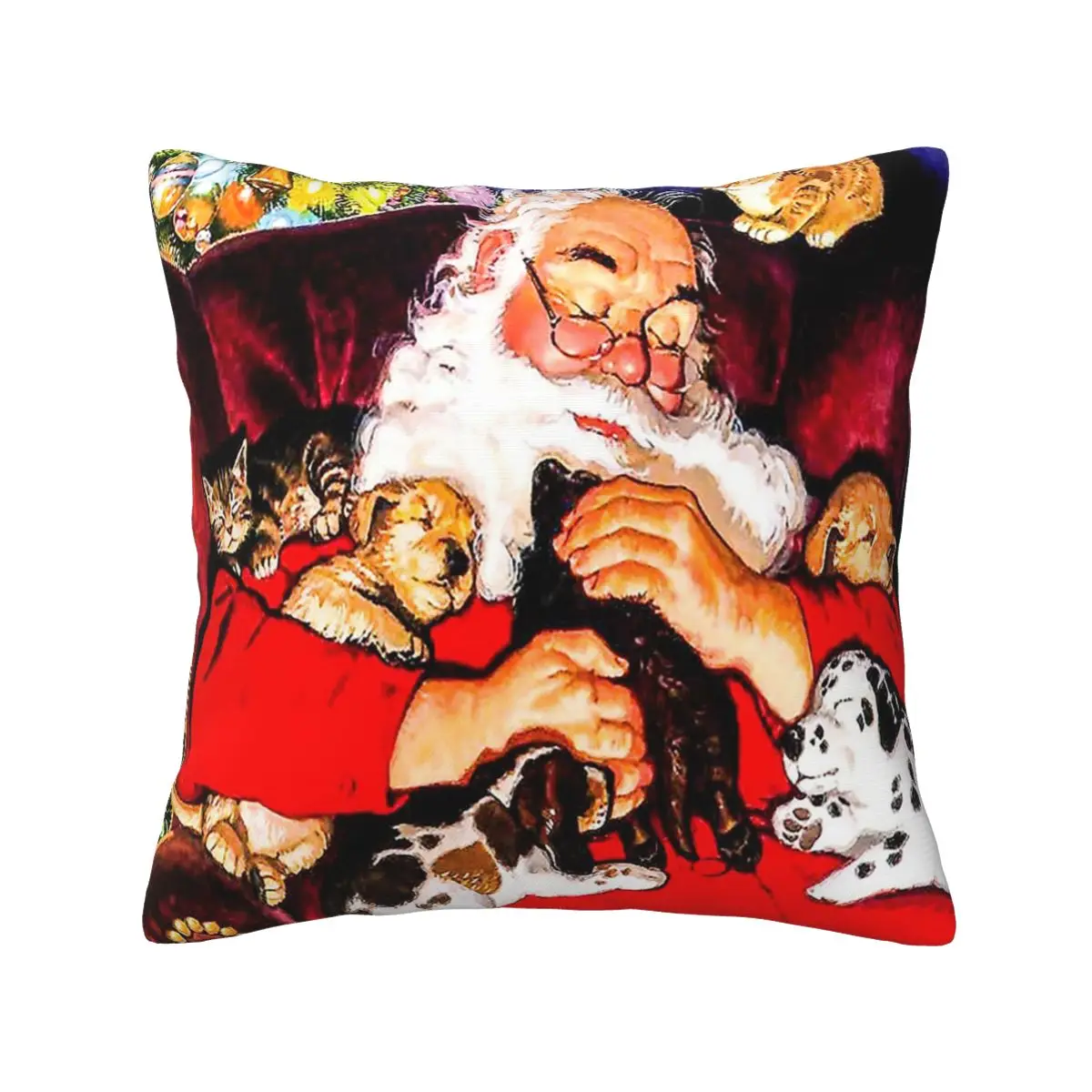 

Chirstmas Santa Claus Painting Retro Soft fabric Digital printing 50x50cm home decor seat cushion Dropshipping