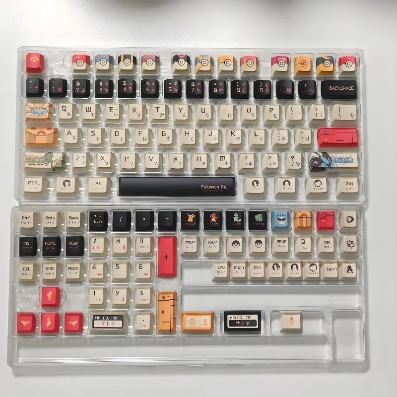 82/130 Keys Pikachu Theme Keycaps Set Mechanical Keyboard PC Accessories PBT Material Cherry Height Heat-sublimation Keycaps