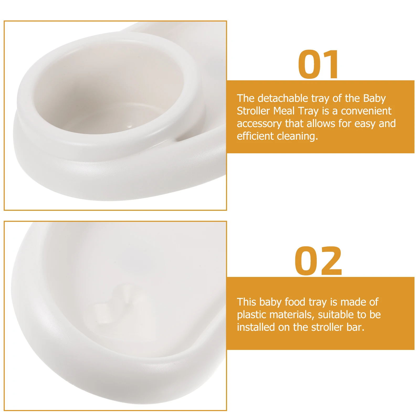 

Multifunction Handrail of Dining Plate Tray Detachable Stroller Snack White Plastic for Toddler