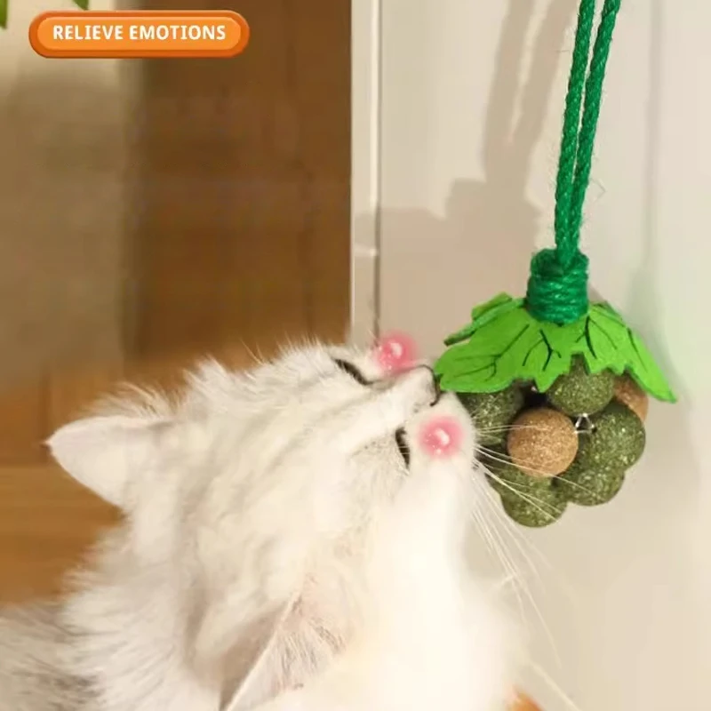 

Grapes shape Catnip Ball Toy Teeth Grinding & Cleaning Fun Relieve Boredom Bite Resistant Pet Toy Supplies