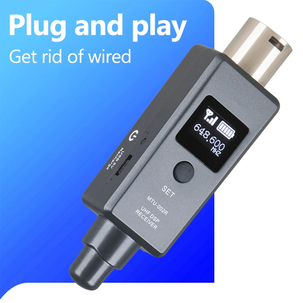 1 Pair Microphone Wireless System Micphone Transmitter System UHF DSP Transmitter & Receiver for Dynamic/Condenser Microphone