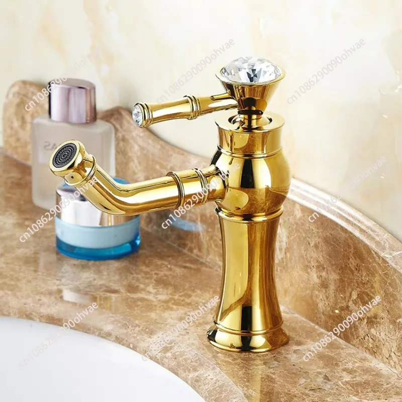 Good Quality  Chinese suppliers European style gold brass multifunctional cold and hot basin faucet