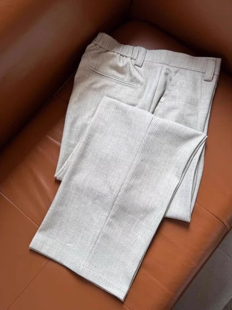 

Льняные брюки против морщин, мужские летние модные тонкие подвесные ощущения, элитные свободные повседневные брюки, прямые брюки, повседневная сцена