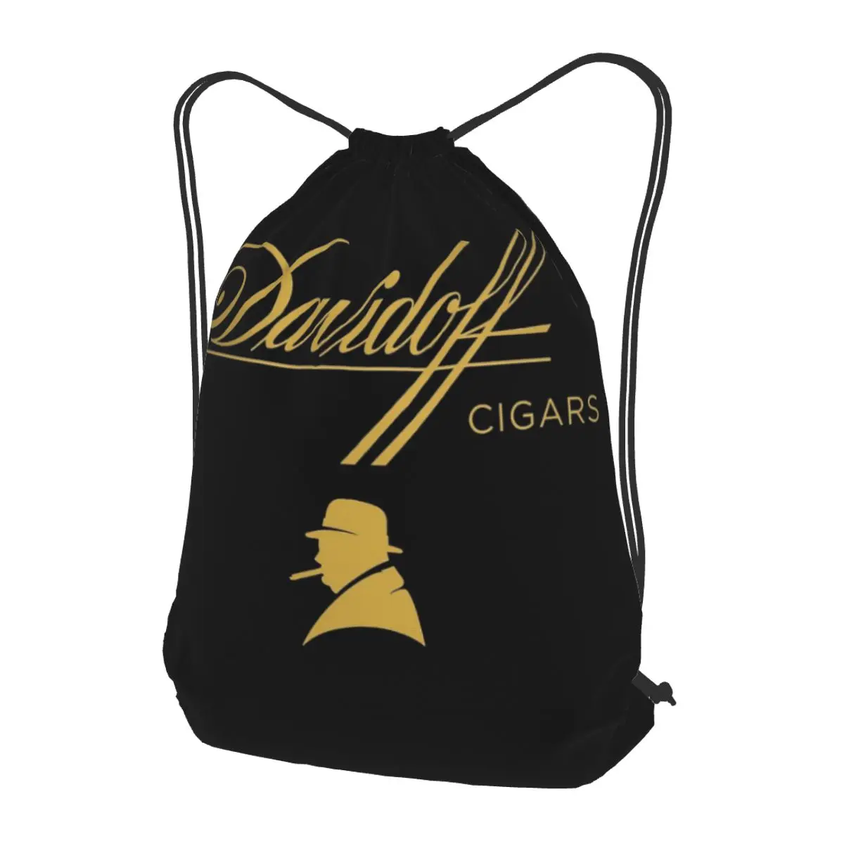 

Davidoff Cigars Black Backpacks Fashion Drawstring Bags Sports Bag Book Bags for Travel Students