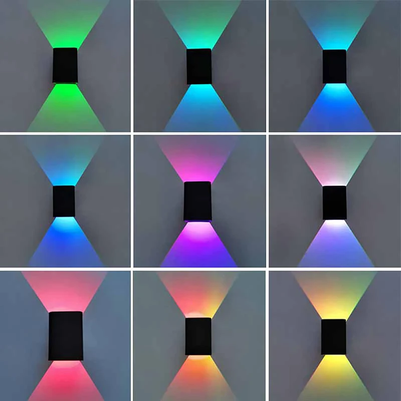 Luces Led cuadradas de pared para interiores, lámpara regulable Multicolor de arriba y abajo con Control remoto para pared, KTV, Bar y dormitorio, 1