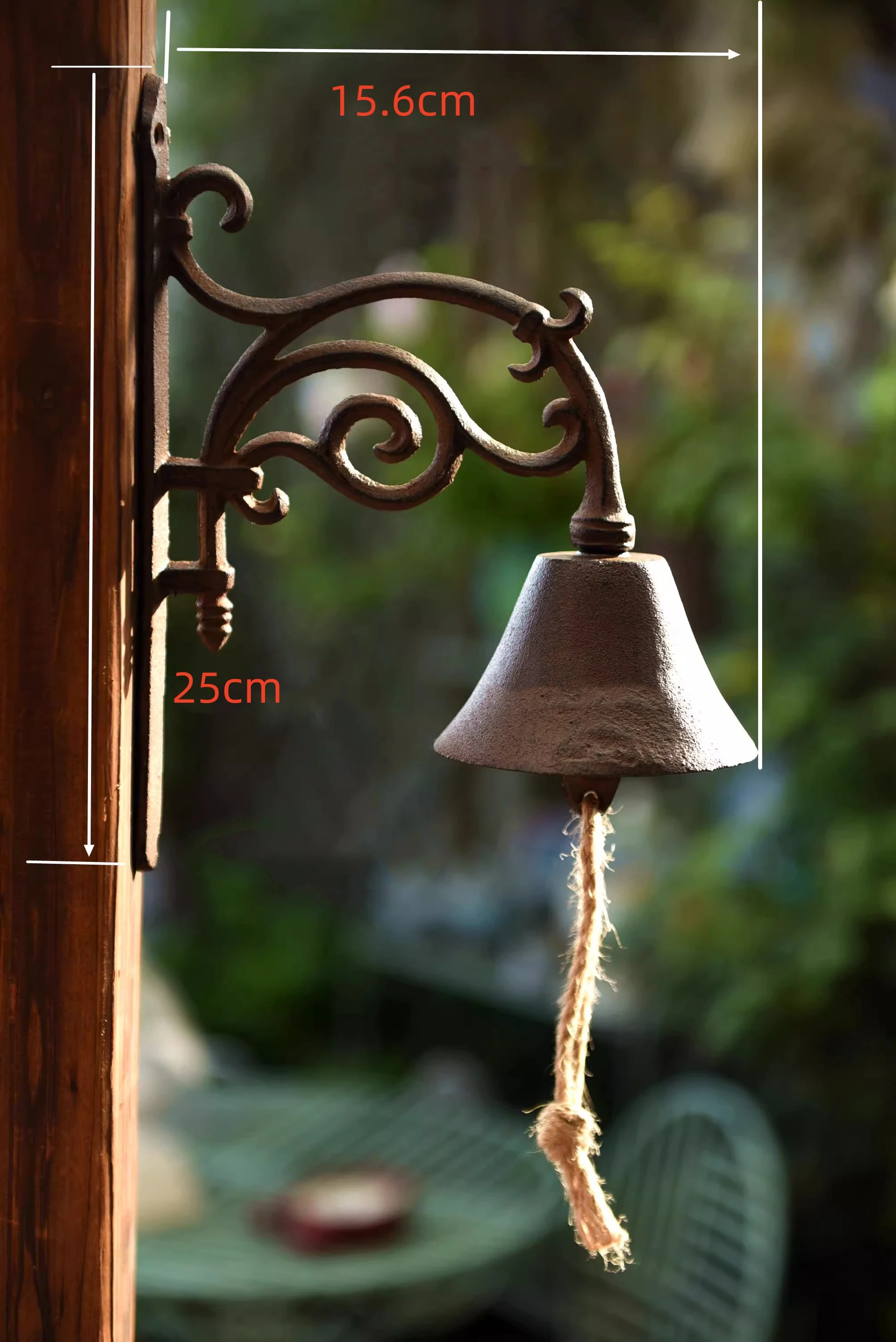 European Retro Iron Hand Bell, Garden Cast Iron Wall Decoration, Wall Hanging Doorbell, Gardening Decoration