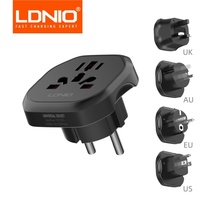 LDNIO EU UK US AU Universal Travel Adapter Kr Conversion Plug 48mm Eu To AU American Plug Adapter To European Universal Socket