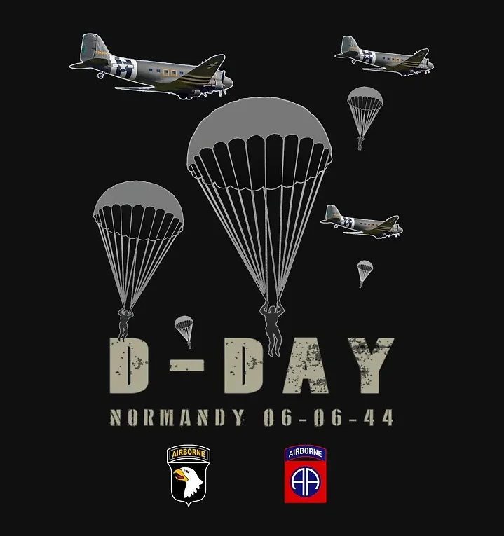 Normandy D-Day USA 82nd 101nd Airborne Division Paratroopers T-Shirt Short Sleeve Casual 100% Cotton O-Neck Mens T-shirt view 6