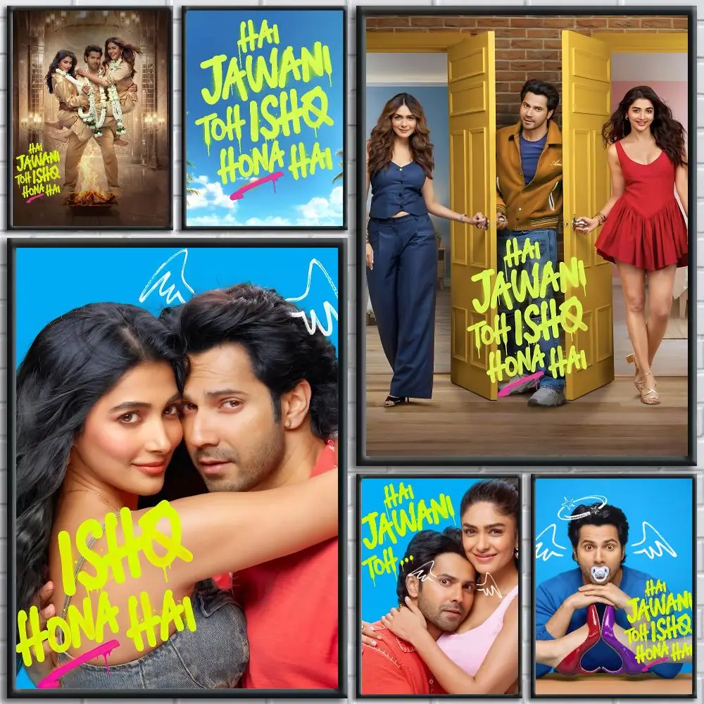 Romantic Movie Hai Jawani Toh Ishq Hona Hai Poster HD Self-Adhesive No Residue After Removal Ideal for All Kinds of Wall Decor