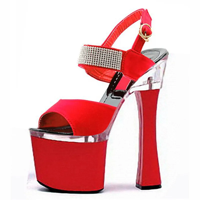 

17-18-20cm fashion Rhinestone heels Platform Sexy shoes 7 inch Exotic Dancer shoes concise Hand Made High Heel Dancer shoes