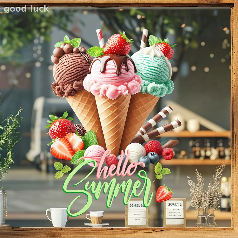 Creative And Fun Ice Cream Wall Stickers - Self-adhesive Ice Cream Stickers For Rooms, Living Rooms, Kitchens And Home Decoratio