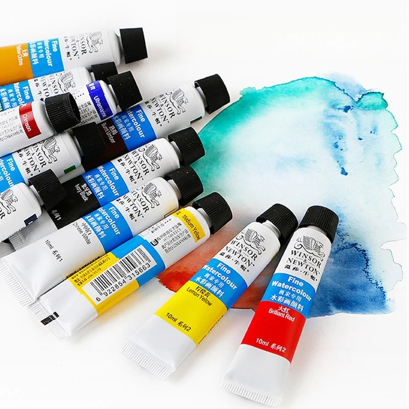 Zestaw farb akwarelowych WINSOR & NEWTON 10 ml tubularny 12/18/24/36 kolorów żywy, odporny na światło kolor przezroczysty, delikatny, gładki lakier