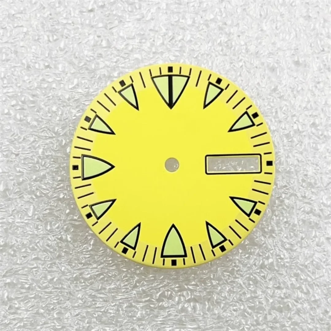 28.5mm NH36 Watch Dial Triangular Scale Dial Green Luminous Mechanical Watch Face for NH36A Dive Watch Conversion Parts