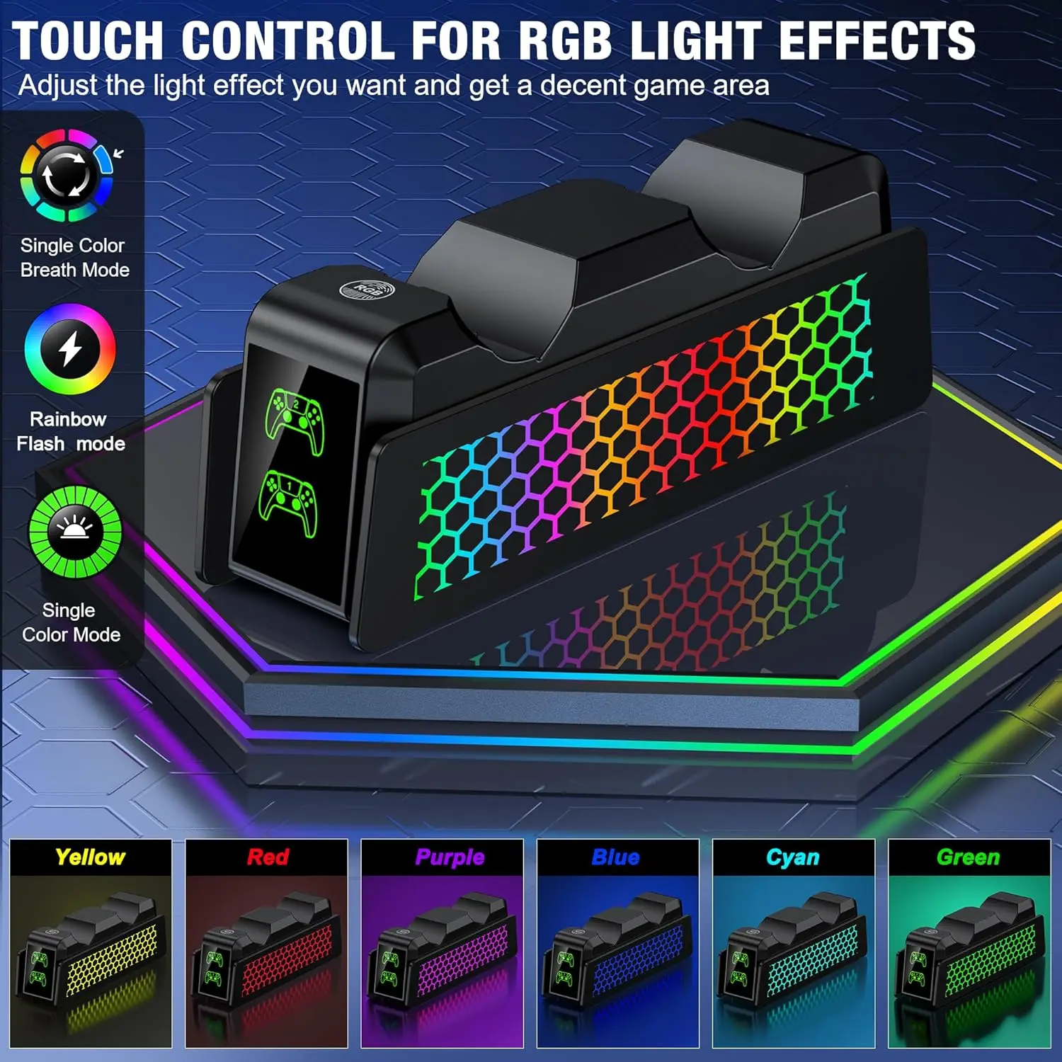 Caricabatterie per controller BEBONCOOL per controller PS5 Dualsense e Edge con indicatore LED Dock per caricabatterie doppio supporto per controller PS5