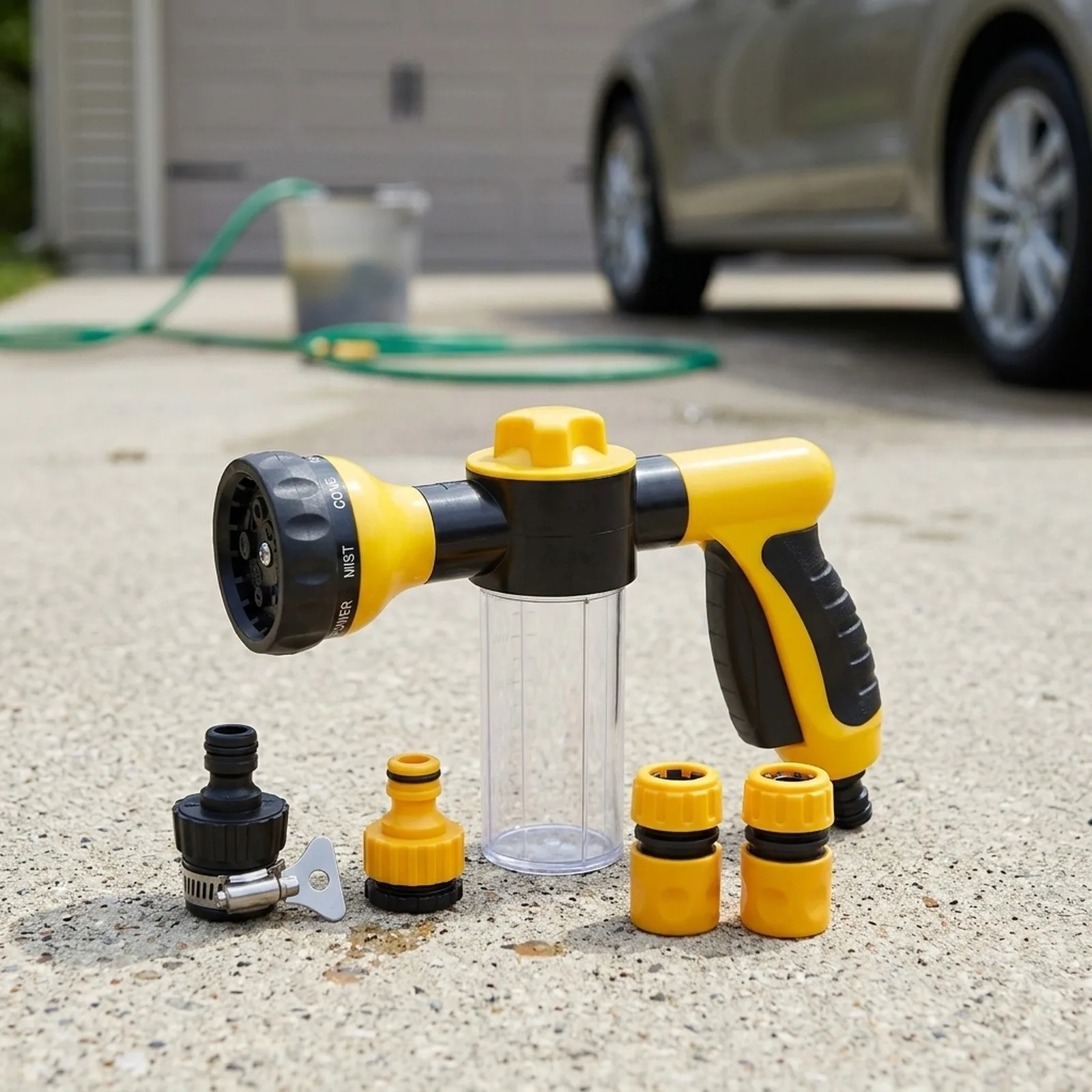 8 Pattern Spray Nozzles 3 Mixed Configuration Garden Hose Attachment Sprayer Nozzle With Reservoir For Soap Or Fertiliser