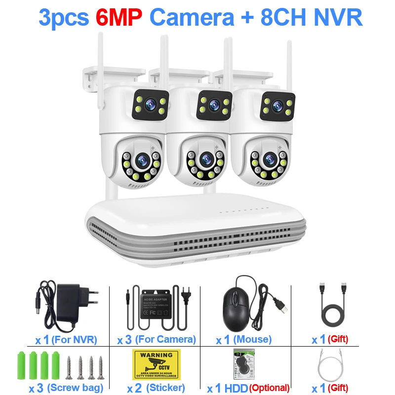 Top: Smar Wireless CCTV System WiFi Camera Kit 6MP IP Cameras With Dual Lens Security Audio 8CH NVR Video Surveillance Set ICse