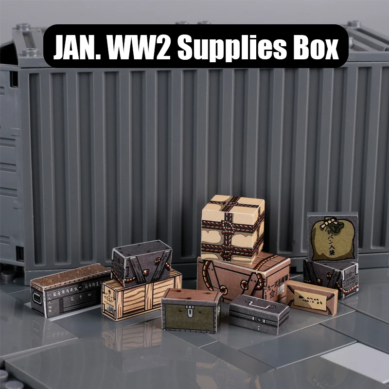 WW2 Military War Goods Building Blocks German Soldiers Food Supplies Storage US Army Figures Weapons Box Bricks Toys Kids Gift