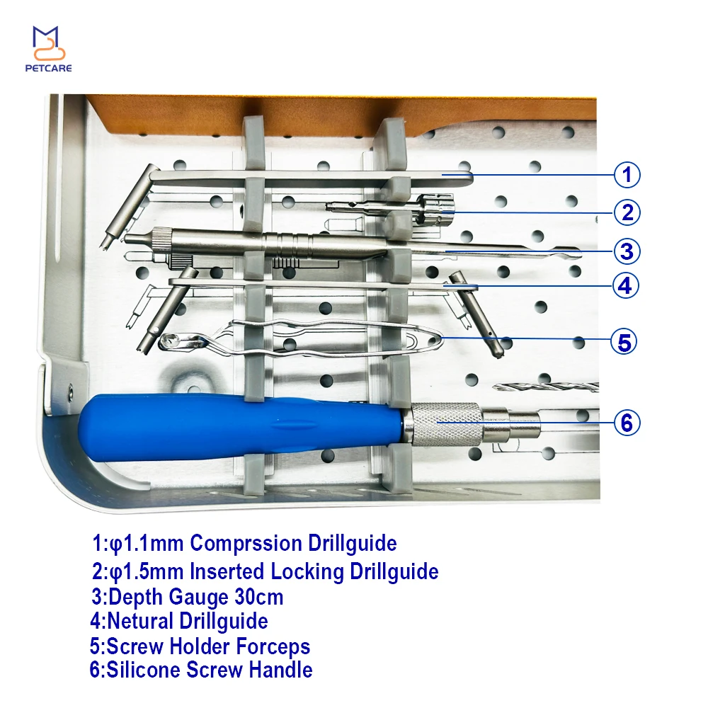 1.5/2.4mm Small Alps Implant and Instruments Set, Veterinary Orthopedics, Surgical Tools, Medical Accessories, Pet Products1 Set