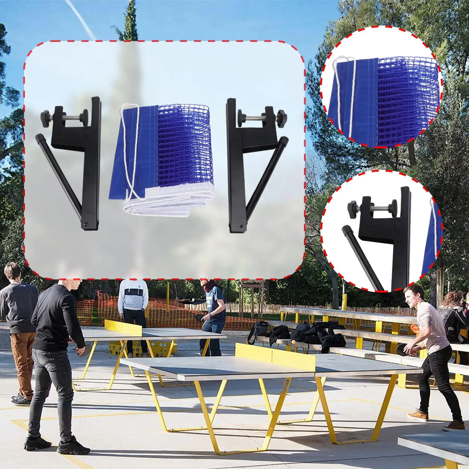 

Table Tennis Net and Posts Set Frame Quick Setup Tennis Training Mesh for Games Indoor Outdoor Exercise Training Accessory