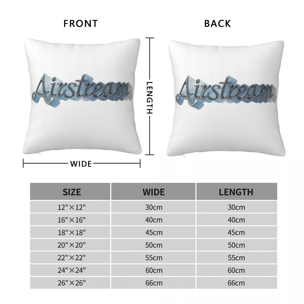 Airstream Logo Cursive Square Pillowcase Polyester Linen Velvet Creative Zip Decorative Throw Pillow Case Room Cushion Cover