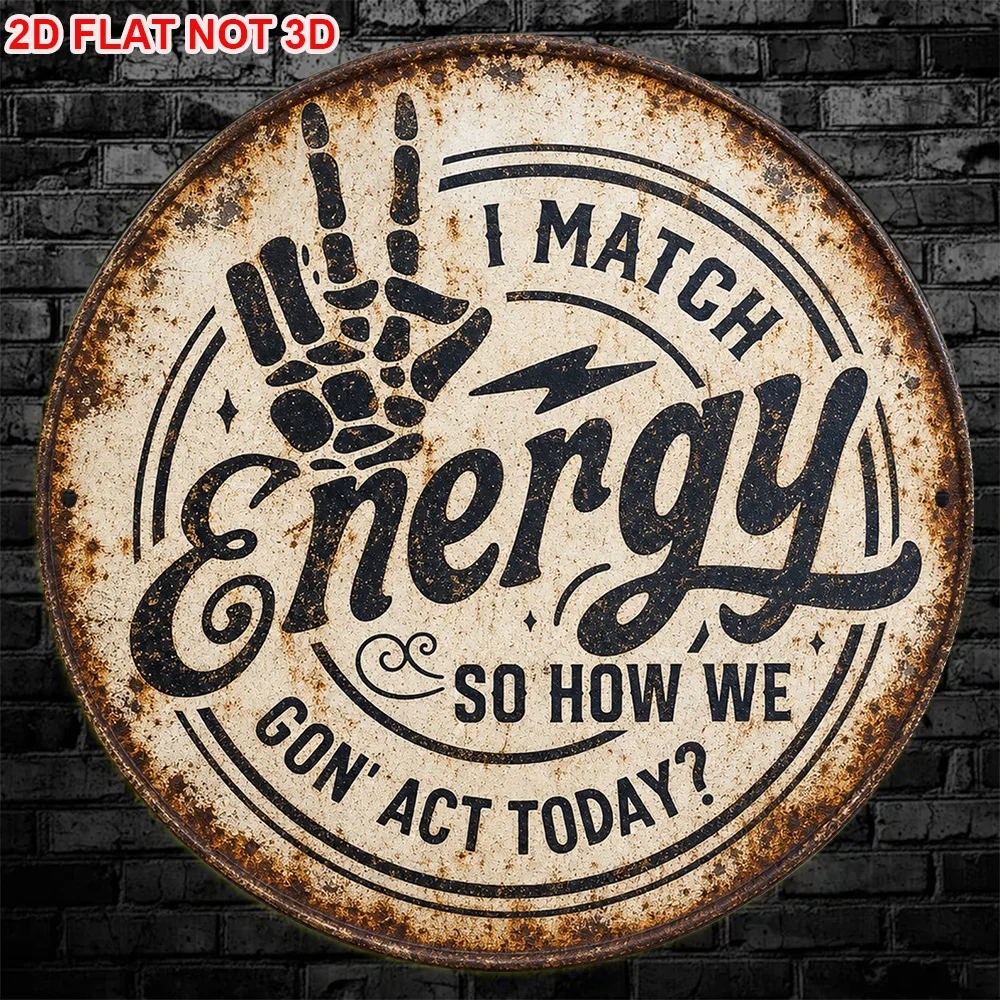 1pc 8X8In/20X20Cm 2D Flat Circular Sign, Retro Plaque about 