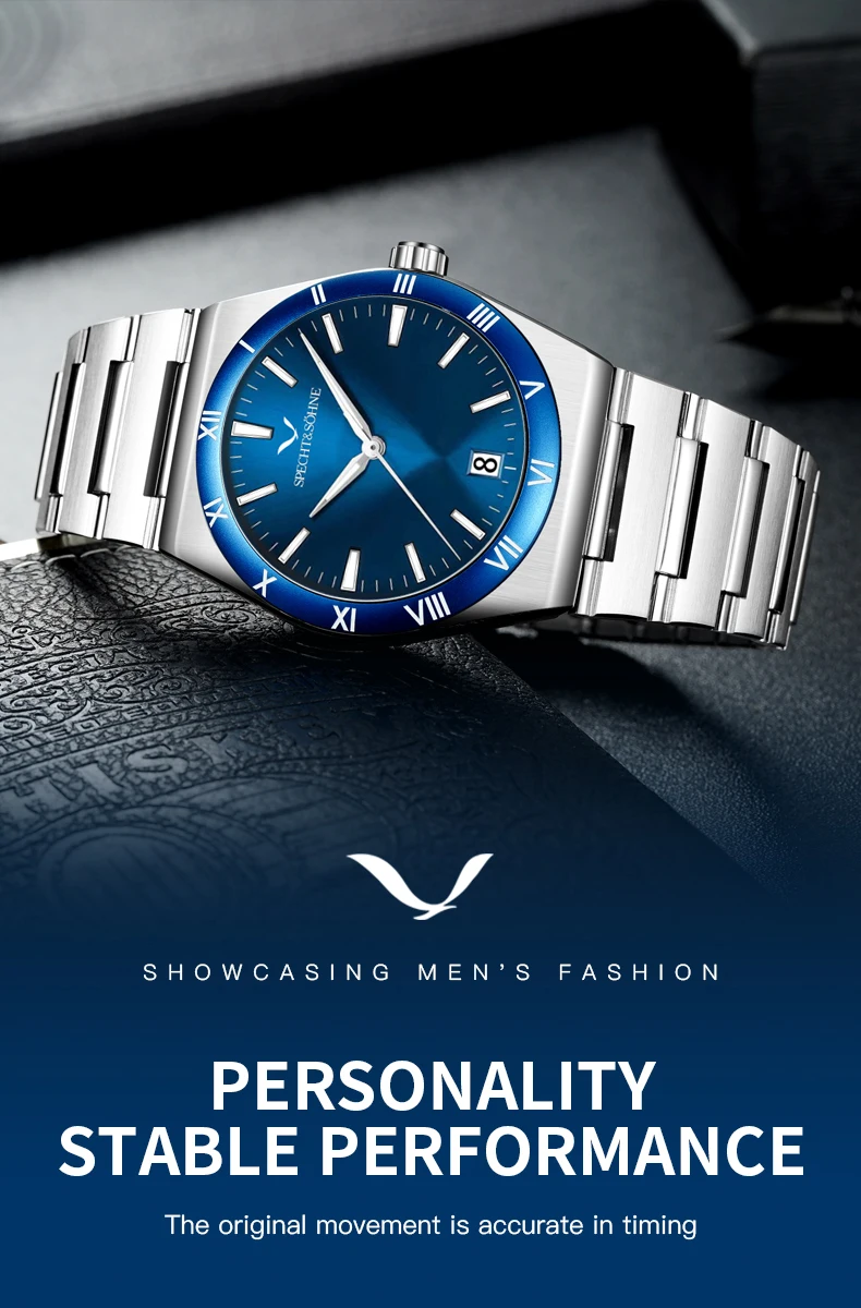 Dropshipping New Fashion Specht & Söhne Luxury Quartz Watch For Men 38MM Stainless Steel Watch Sapphire Crystal 50M Waterproof image 6