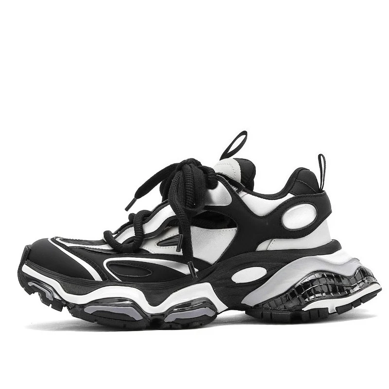

Men's and women's trendy thick soled color blocked Daddy shoes comfortable breathable height increasing fashionable casual shoes