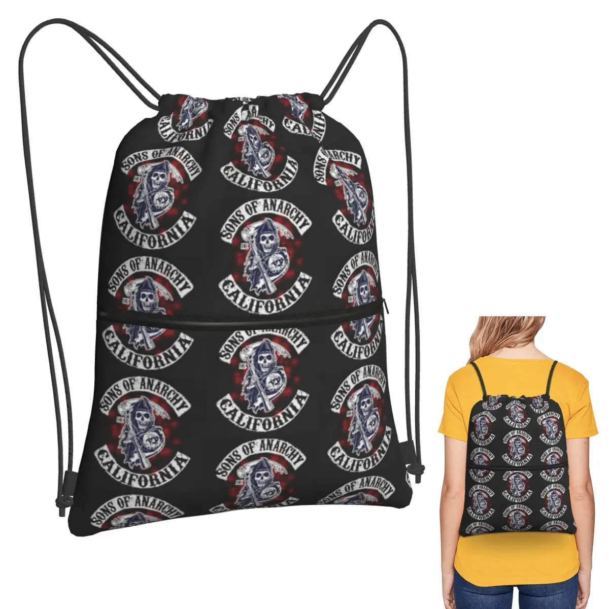 

Рюкзаки SOA Sons Of Anarchy, многофункциональные портативные карманные спортивные сумки на шнурке, сумки для книг для мужчин и женщин, студентов