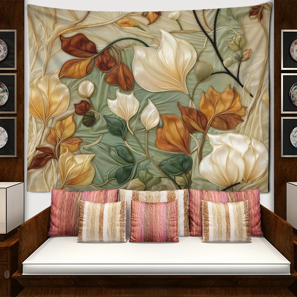 Colorful Relief Floral Tapestry Wall Hanging Bohemian Hippie Retro Modern Art Living Room Home Decor Background Fabric