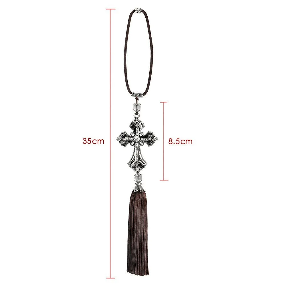

Metal And Crystal Diamond Cross Jesus Christian Car Rear View Mirror Car Pendant Hanging Car Styling Accessories Auto Decoration