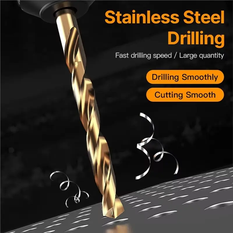 AB41-M43 Twist Drill Bits 10PCS Includes Cobalt Hole Drilling Stainless Steel Round Shank Alloy For Metal Contains